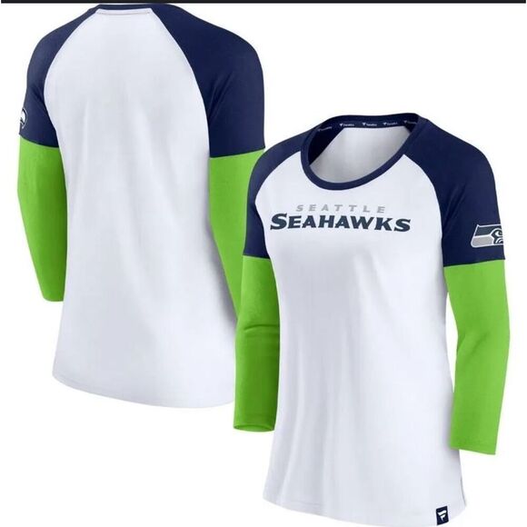 NFL Seattle Seahawks Blue Green White Game Day Tee 3/4 Sleeve Size XS - Picture 1 of 5
